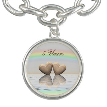 5th Anniversary Wooden Hearts Charm Bracelet by Peerdrops at Zazzle