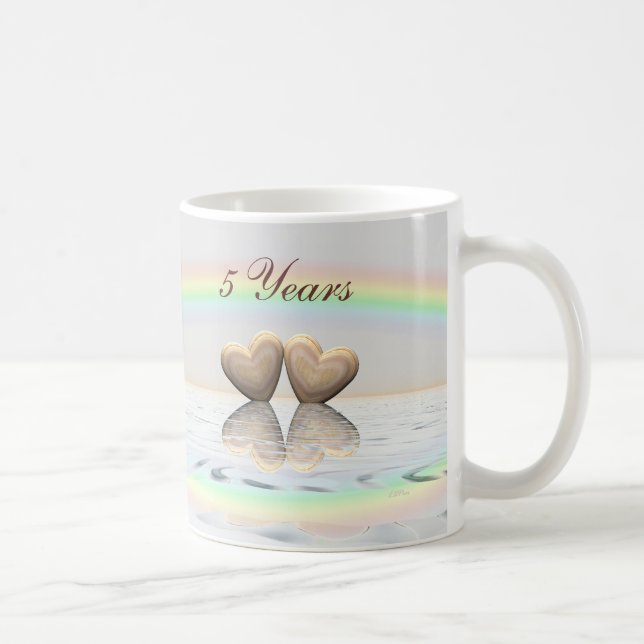 5th Anniversary Wooden Hearts Coffee Mug (Right)