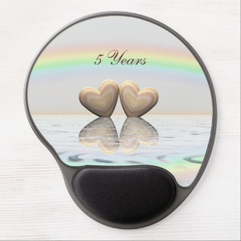 5th Anniversary Wooden Hearts Gel Mouse Pad by Peerdrops at Zazzle
