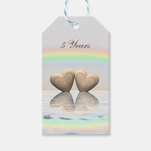 5th Anniversary Wooden Hearts Gift Tags