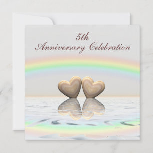 5th Anniversary Wooden Hearts Invitation