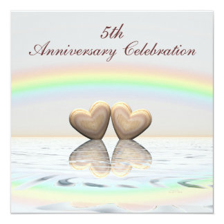 5th Anniversary Wooden Hearts Invitation
