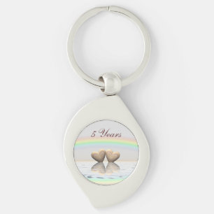 5th Anniversary Wooden Hearts Keychain