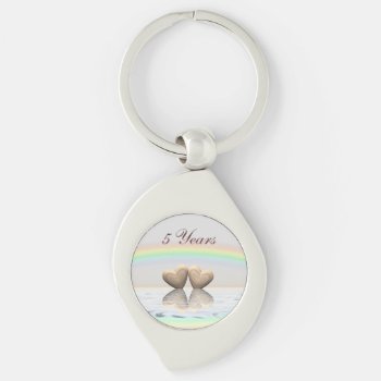 5th Anniversary Wooden Hearts Keychain by Peerdrops at Zazzle