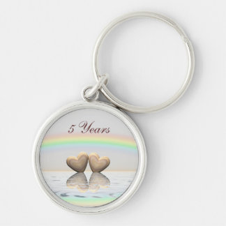 5th Anniversary Wooden Hearts Keychain
