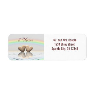 5th Anniversary Wooden Hearts Label