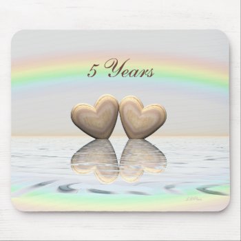 5th Anniversary Wooden Hearts Mouse Pad by Peerdrops at Zazzle