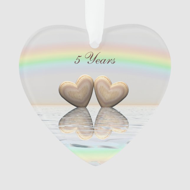 5th Anniversary Wooden Hearts Ornament (Front)