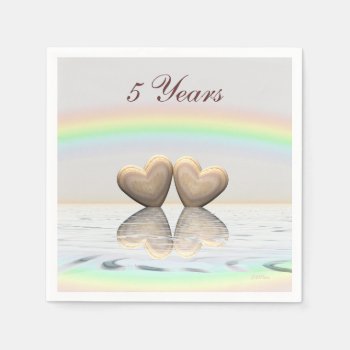 5th Anniversary Wooden Hearts Paper Napkins by Peerdrops at Zazzle