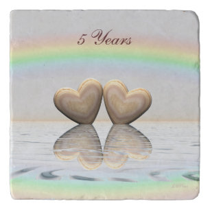 5th Anniversary Wooden Hearts Trivet