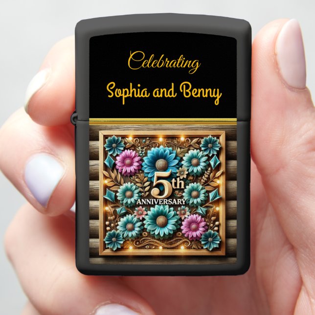 5th Anniversary Years of Beautiful Memories Zippo Lighter (In Hand)