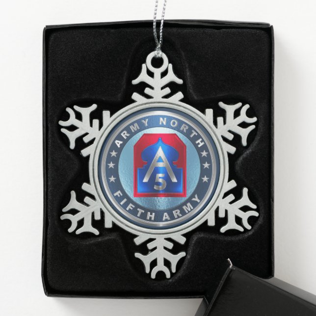 5th ARMY NORTH  Snowflake Pewter Christmas Ornament (Box)