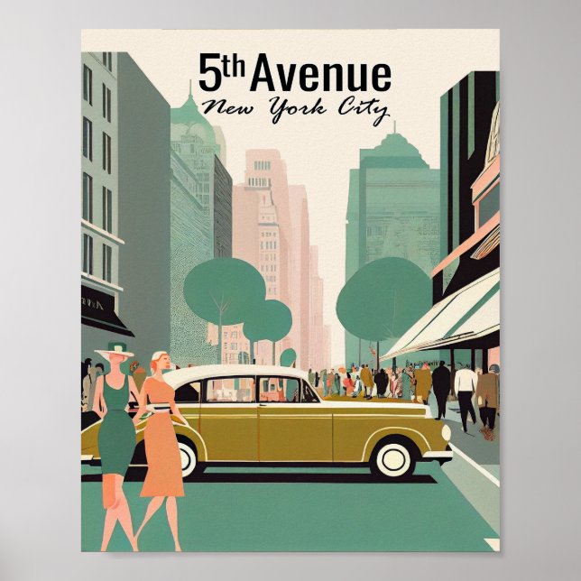 5th Avenue New York Minimalist Vintage Poster Art (Front)