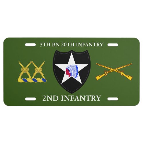 5TH BATTALION 20TH INFANTRY 2ND INFANTRY DIV  LICENSE PLATE