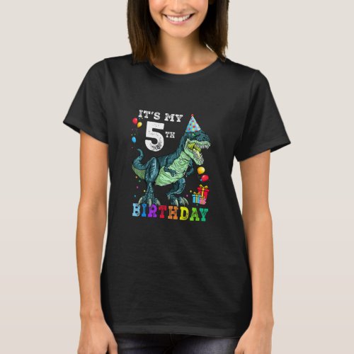 5th Birthday 5 Year Old Boy Dino Rex Dinosaur 1 T_Shirt