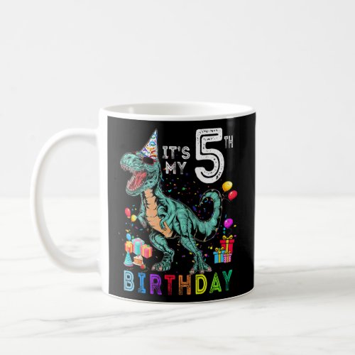 5th Birthday 5 Year Old Boy Dino Rex Dinosaur  Coffee Mug