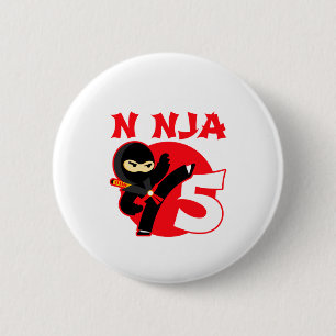 5th Birthday 5 Year Old Kids Party Little Ninja 5  Button