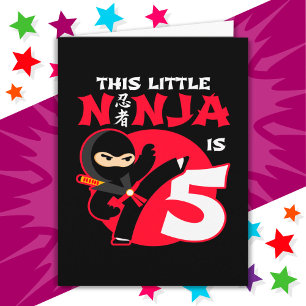 5th Birthday 5 Year Old Kids Party Little Ninja 5 Card