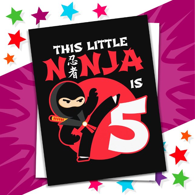 5th Birthday 5 Year Old Kids Party Little Ninja 5 Postcard (Creator Uploaded)