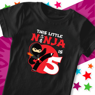 5th Birthday 5 Year Old Kids Party Little Ninja 5 T-Shirt
