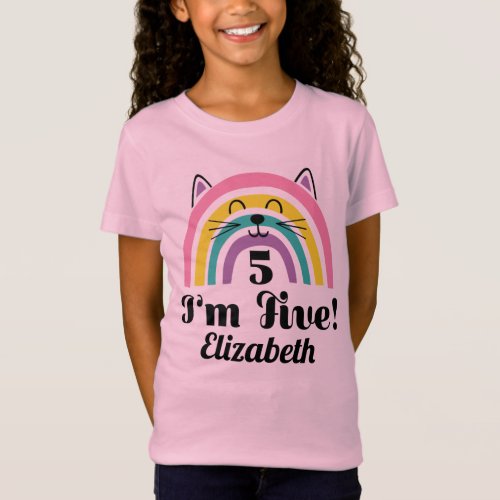 5th Birthday 6 Year Old Girl Rainbow T_Shirt