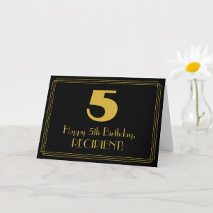 5th Birthday: Art Deco Inspired Look "5" & Name Card