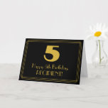 [ Thumbnail: 5th Birthday: Art Deco Inspired Look "5" & Name Card ]