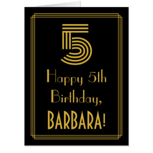 5th Birthday: Art Deco Inspired Look “5” + Name Card