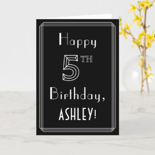 5th Birthday: Art Deco Style # 5 & Custom Name Card