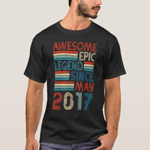 5th Birthday  Awesome Epic Legend Since May 2017 T_Shirt