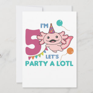 5th Birthday Axolotl Five Year Old Sweet Axolotls Invitation