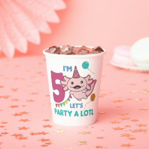 5th Birthday Axolotl Five Year Old Sweet Axolotls Paper Cups
