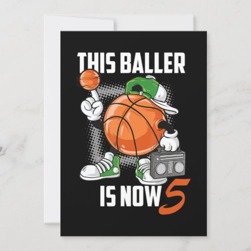 5th Birthday Basketball Player Funny 5 Years Old Invitation