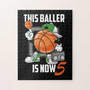 5th Birthday Basketball Player Funny 5 Years Old Jigsaw Puzzle