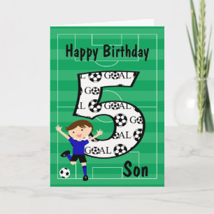 5th Birthday Blue and Black Soccer Goal Card