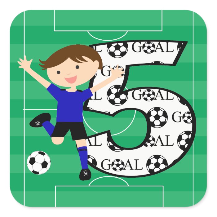 5th Birthday Blue and Black Soccer Goal Stickers