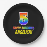 [ Thumbnail: 5th Birthday: Bold, Fun, Simple, Rainbow 5 Paper Plates ]
