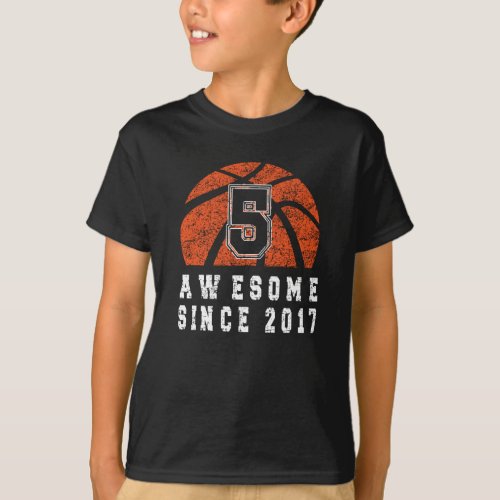 5th Birthday Born 2017 Basketball Boy 5 Year Old T_Shirt