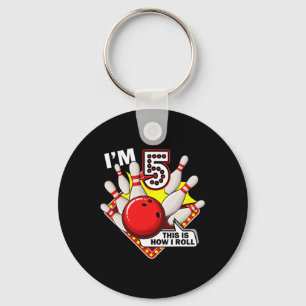 5th Birthday Bowling Theme 5 Year Old Funny B-day Keychain