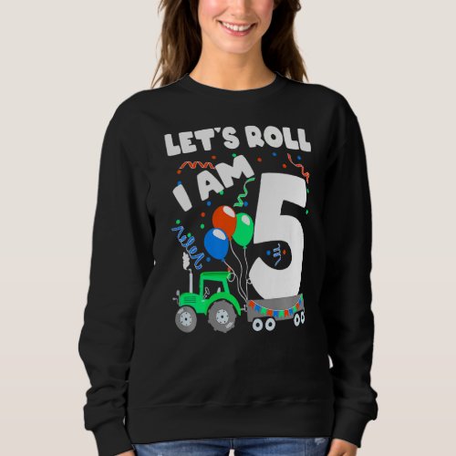 5th Birthday Boy 5 Year Old Farm Truck Tractor Par Sweatshirt