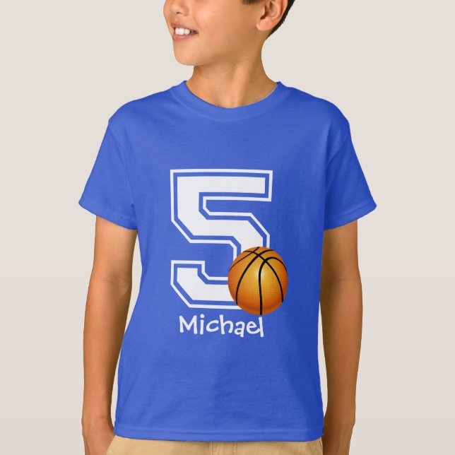 5th Birthday boy basketball personalized-2 T-Shirt (Front)