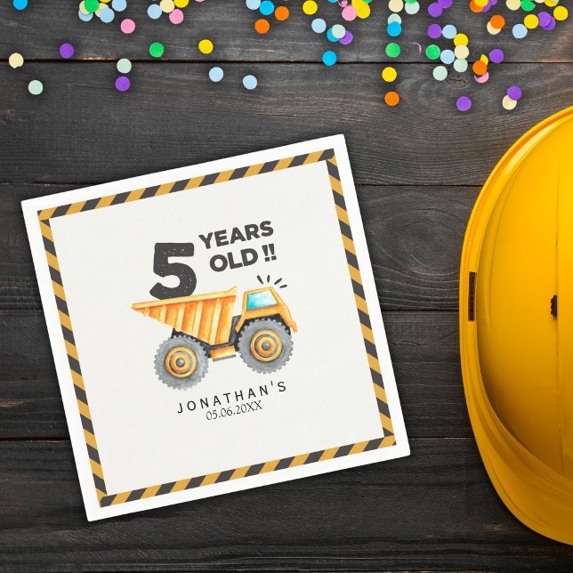 5th birthday boy construction theme napkins (Creator Uploaded)