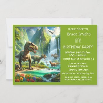 5th Birthday Boy Dinosaur Party   Invitation by Susang6 at Zazzle