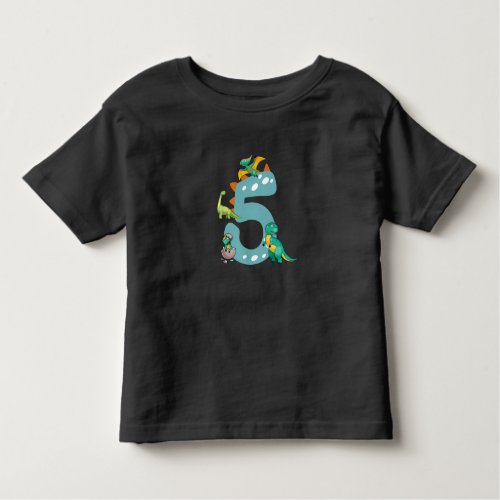 5th birthday boy Dinosaur Trex Dino 5 years old Toddler T_shirt