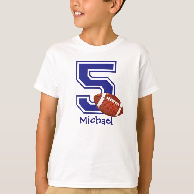 5th Birthday boy football personalized T-Shirt (Front)