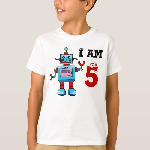 5th birthday boy gift _ robot T_Shirt