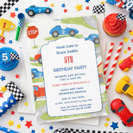 5th Birthday Boy Race Car Party Invitation