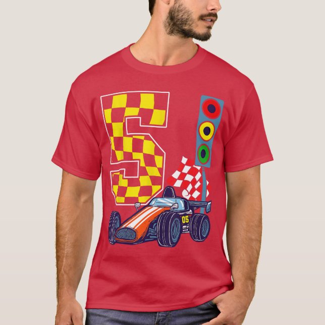 5th Birthday Boy Race Traffic Lights Racer 5 Years T-Shirt (Front)