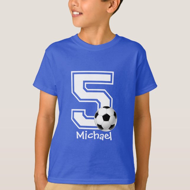 5th Birthday boy soccer personalized-2 T-Shirt (Front)