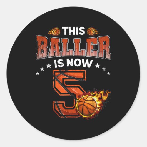 5th Birthday Boys Basketball Player Gifts 5 Years  Classic Round Sticker